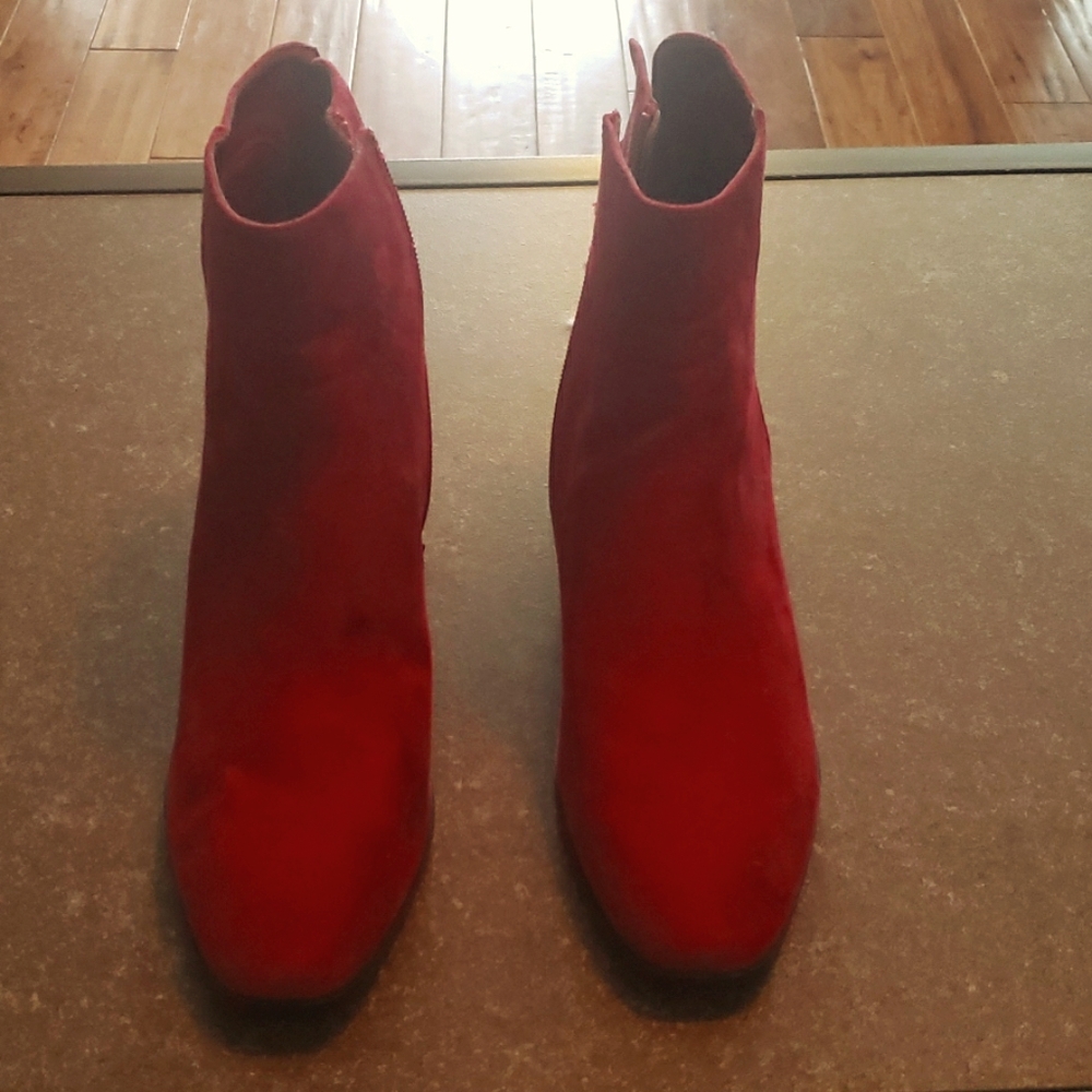 Red suede boots